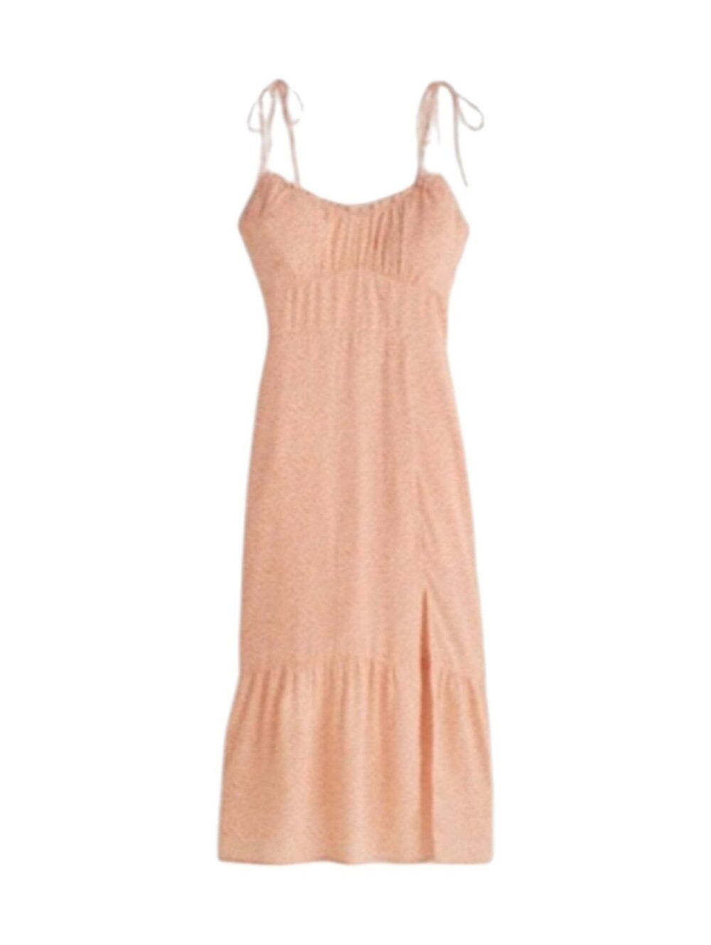 Abercrombie & Fitch Peach Ditsy Botanical Tie Shoulder Babydoll Goring Dress S - Picture 5 of 8